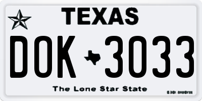 TX license plate DOK3033