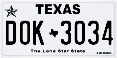 TX license plate DOK3034