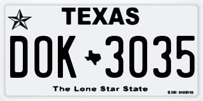 TX license plate DOK3035