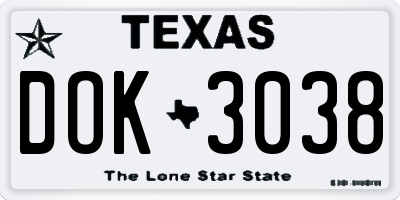 TX license plate DOK3038