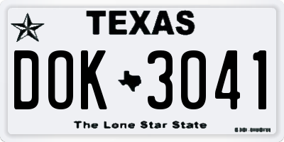 TX license plate DOK3041