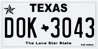 TX license plate DOK3043