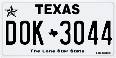 TX license plate DOK3044