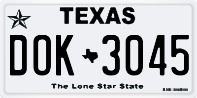 TX license plate DOK3045