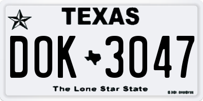 TX license plate DOK3047
