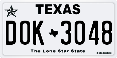 TX license plate DOK3048