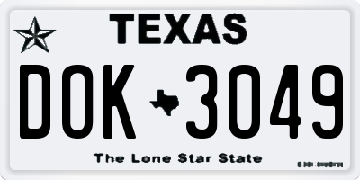 TX license plate DOK3049