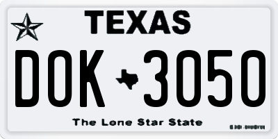 TX license plate DOK3050