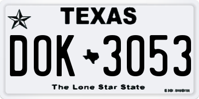 TX license plate DOK3053