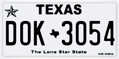 TX license plate DOK3054