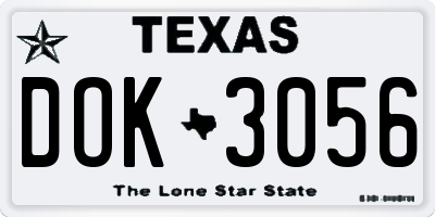 TX license plate DOK3056