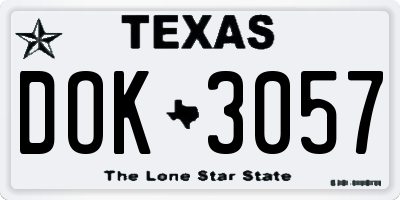TX license plate DOK3057