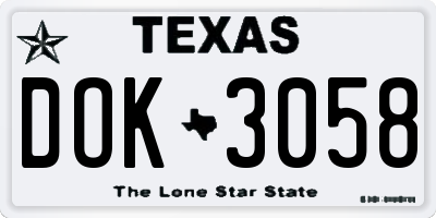 TX license plate DOK3058
