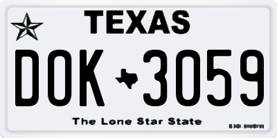 TX license plate DOK3059