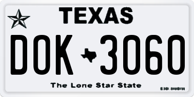 TX license plate DOK3060