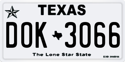 TX license plate DOK3066