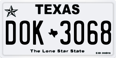 TX license plate DOK3068