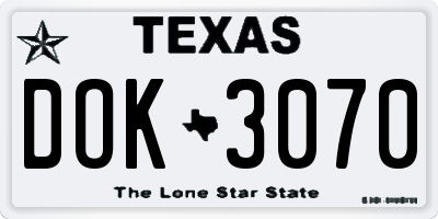 TX license plate DOK3070