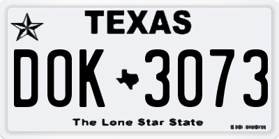 TX license plate DOK3073