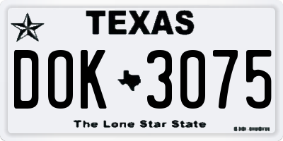 TX license plate DOK3075