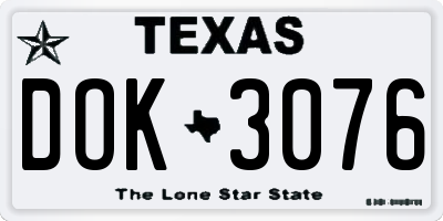 TX license plate DOK3076