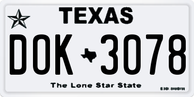 TX license plate DOK3078