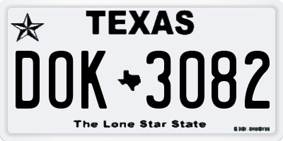 TX license plate DOK3082
