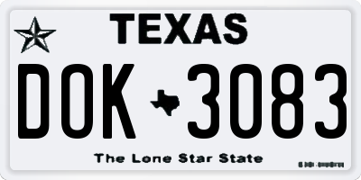TX license plate DOK3083