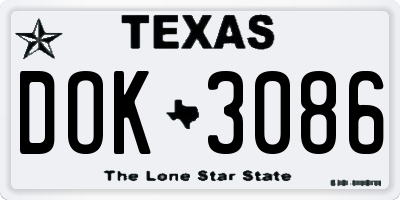 TX license plate DOK3086
