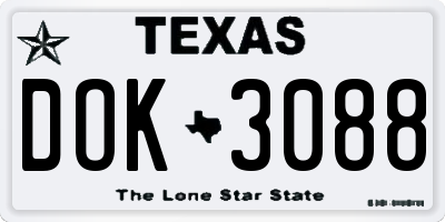TX license plate DOK3088