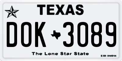 TX license plate DOK3089