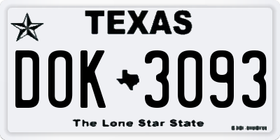 TX license plate DOK3093
