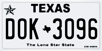 TX license plate DOK3096