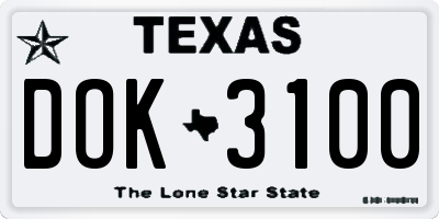 TX license plate DOK3100