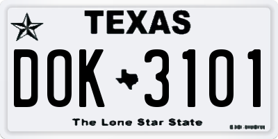 TX license plate DOK3101