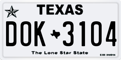 TX license plate DOK3104