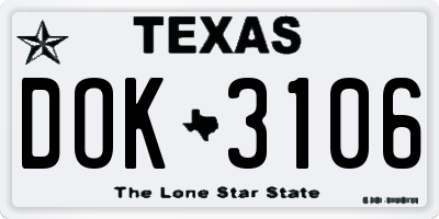 TX license plate DOK3106