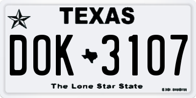 TX license plate DOK3107
