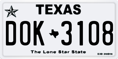 TX license plate DOK3108