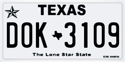 TX license plate DOK3109