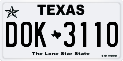 TX license plate DOK3110