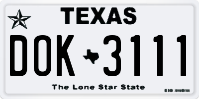 TX license plate DOK3111