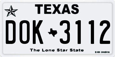 TX license plate DOK3112