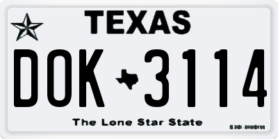 TX license plate DOK3114
