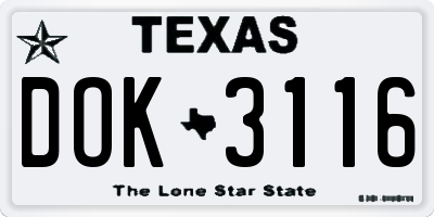 TX license plate DOK3116