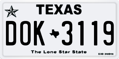TX license plate DOK3119