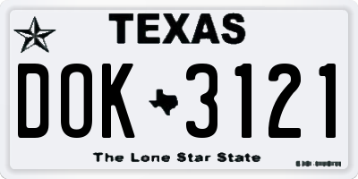 TX license plate DOK3121