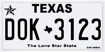 TX license plate DOK3123