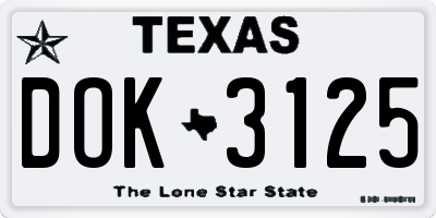 TX license plate DOK3125