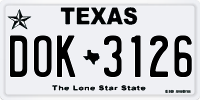 TX license plate DOK3126